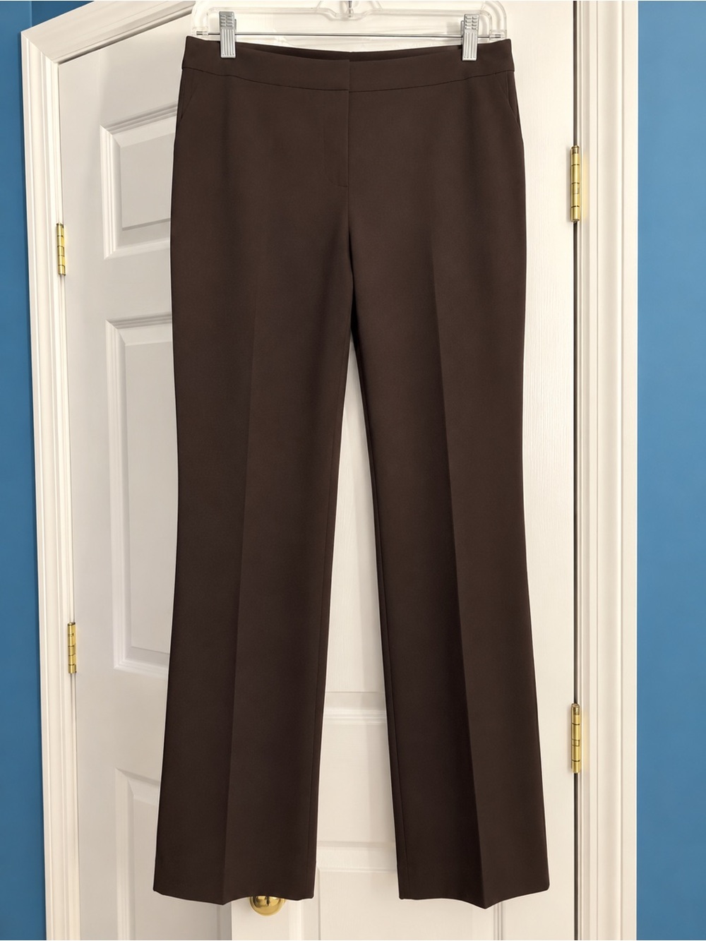 Talbots Curvy Brown Bi-Stretch Straight Leg Pants 8L NWOT